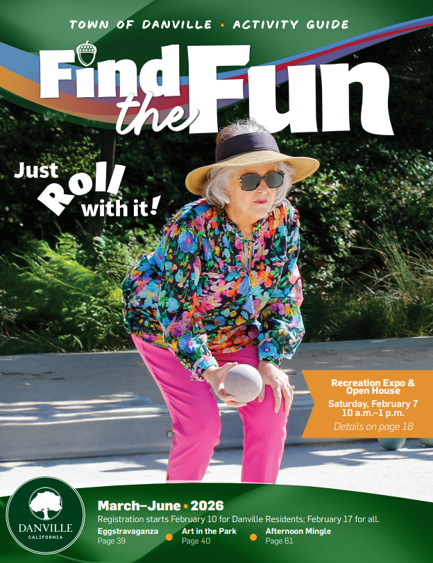 Spring Activity Guide Cover featuring woman playing bocce ball